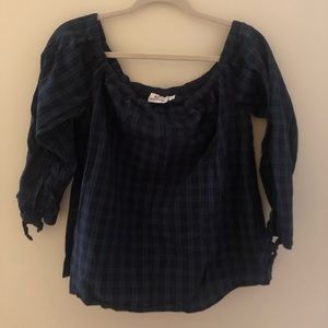 Plaid Vineyard Vines Off the Shoulder Top